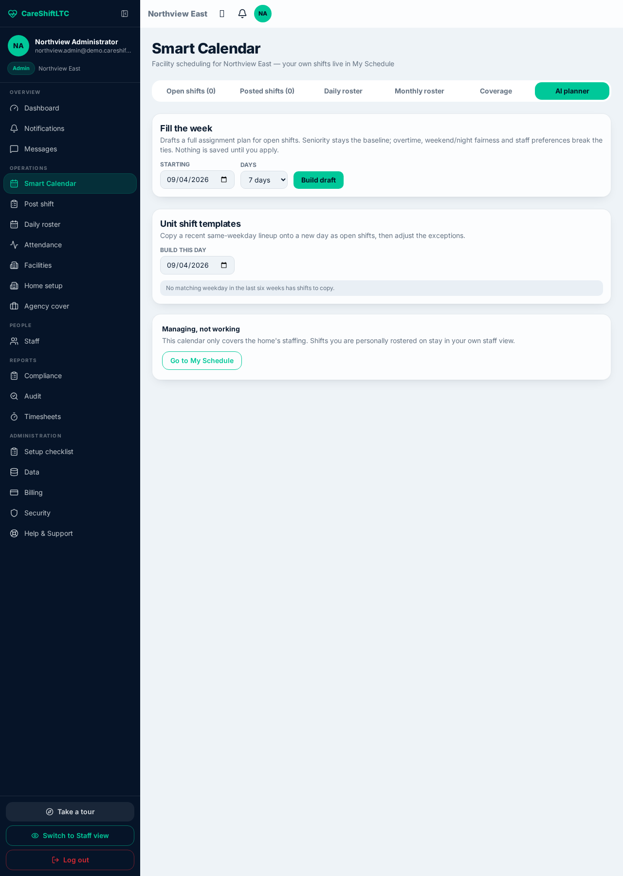AI planner screen